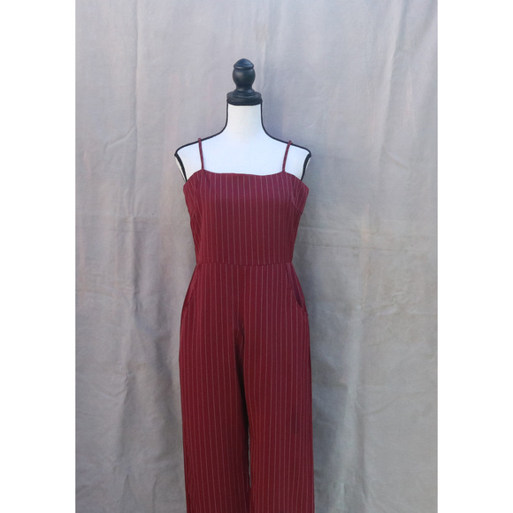 Honey Punch Large Spaghetti Strap Pinstriped Jumpsuit - Picture 1 of 8